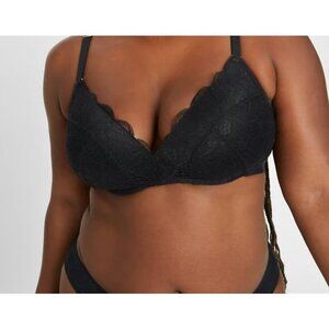 Lively Lace No-Wire Push-Up Bra Women's Size 36D Jet Black Wireless Padded